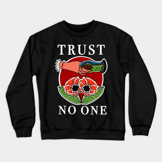 American Traditional Tattoo Trust No One Snake Crewneck Sweatshirt by panco